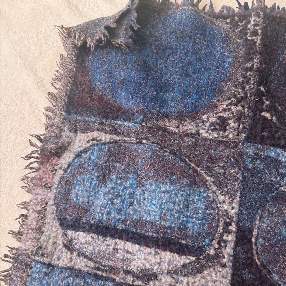 Aritzia Wilfred Blanket Wool Scarf Shawl Mosaic Shawl Wrap Boho Cozy Warm - Picture 8 of 16